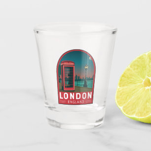 London England Retro Travel Art Vintag Schnapsglas