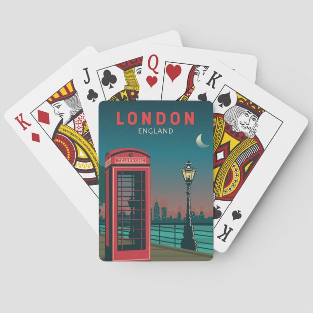 London England Retro Travel Art Vintag Spielkarten (Rückseite)