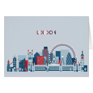 London, England rote, weiße und blaue Skyline