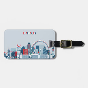 London, England   rote, weiße und blaue Skyline Gepäckanhänger