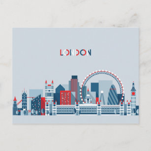 London, England   Rote, weiße und blaue Skyline Postkarte