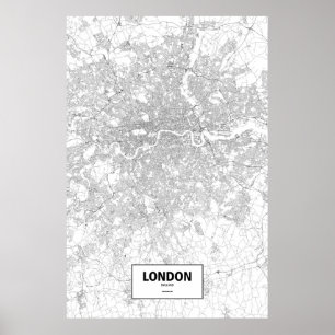 London, England (schwarz auf weiß) Poster