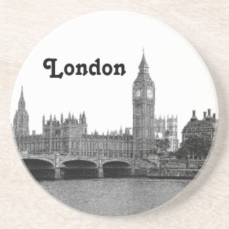 London England Skyline Etched Getränkeuntersetzer