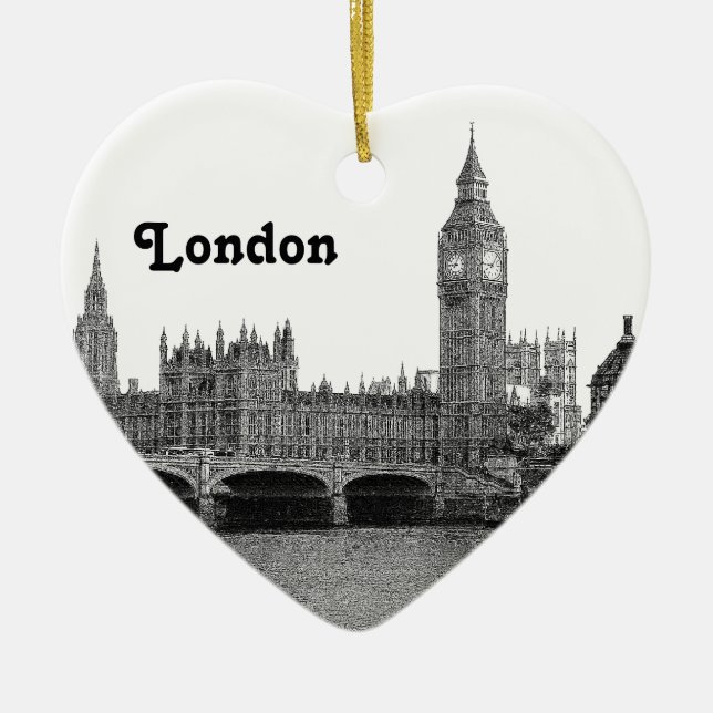 London England Skyline Etched Keramikornament (Vorne)