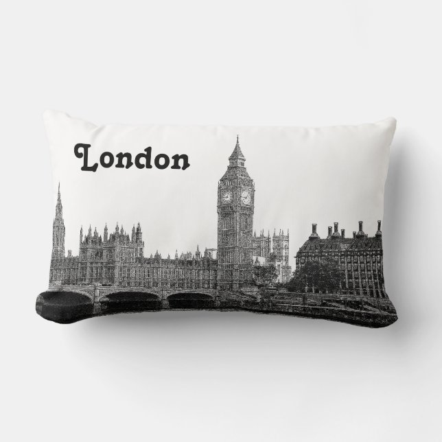 London England Skyline Etched Lendenkissen (Vorderseite)