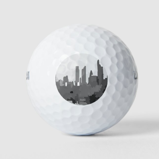 London England Skyline in Schwarz und Weiß Golfball (Vorderseite)