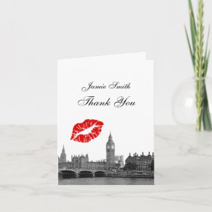London England Skyline Kiss #1 BW Vielen Dank Dankeskarte
