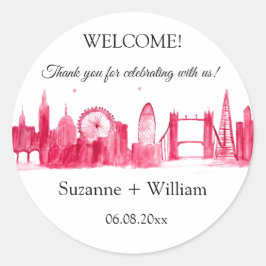 London England Skyline Pink Favorites Hochzeiten Runder Aufkleber