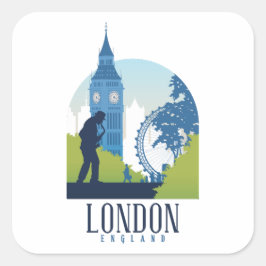 London England Skyline Quadratischer Aufkleber