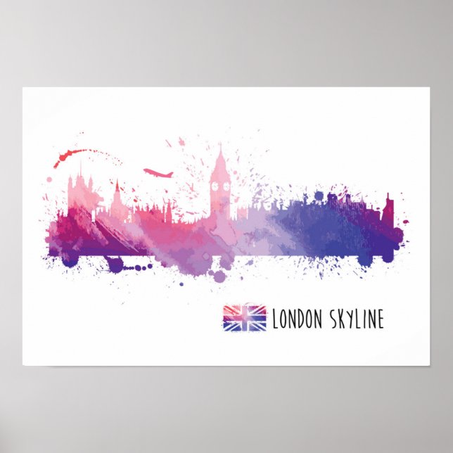 London England Skyline Splash Poster (Vorne)
