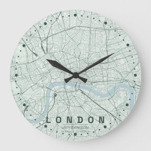 London England Stadtplan Minimal Design Große Wanduhr
