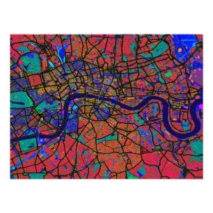 London England Straßenkarte Fotodruck