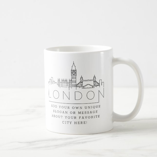 London, England Stylized Skyline | Benutzerdefinie Kaffeetasse (Rechts)