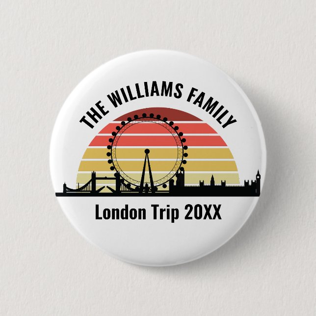 London England Sunset Custom Family Trip Button (Vorderseite)