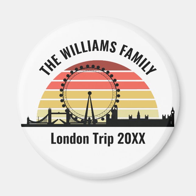 London England Sunset Custom Family Trip Magnet (Vorne)