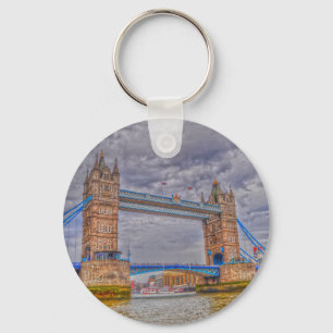 London, England Tower Bridge & Thames River Schlüsselanhänger