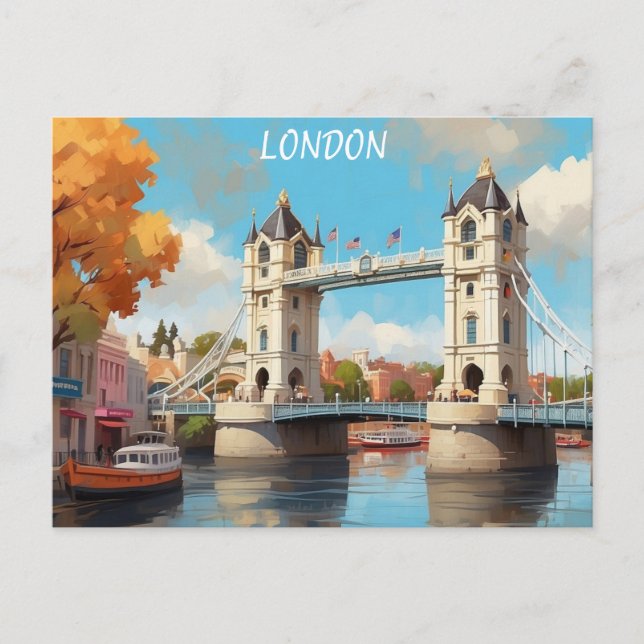London England Tower Bridge Watercolor Travel Postkarte (Vorderseite)