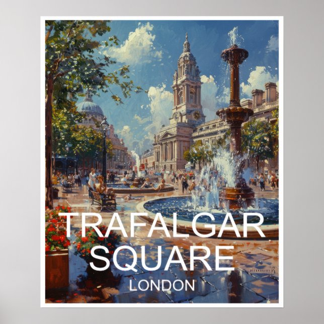 London England Trafalgar Square Travel Poster (Vorne)