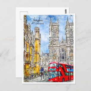 London England Travel Place Watercolor Postkarte