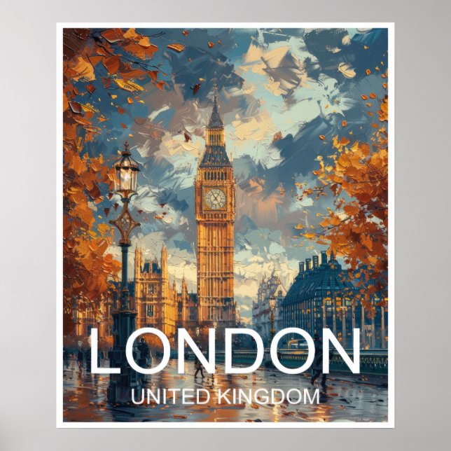 London England Travel Poster Art Print Poster (Vorne)