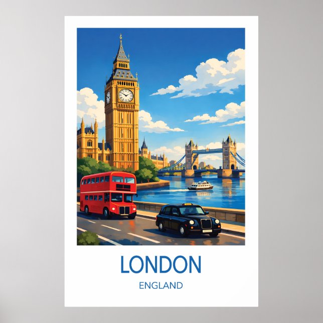 London England Travel Poster Vintage  (Vorne)