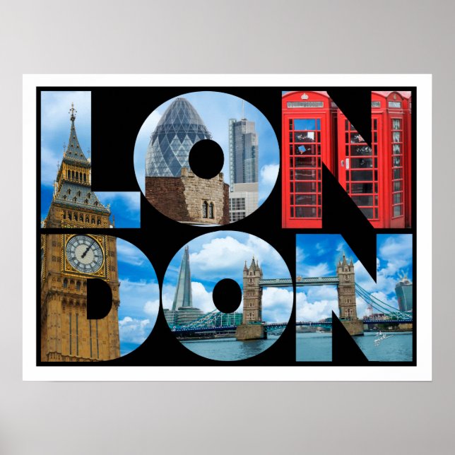 London England Typografy Travel Poster (Vorne)