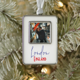 London, England, UK Reiseandenken Geschenk Rahmen-Ornament Silber