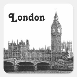 London England UK Skyline geätzt Quadratischer Aufkleber