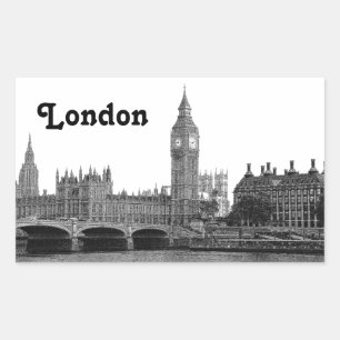 London England UK Skyline geätzt Rechteckiger Aufkleber