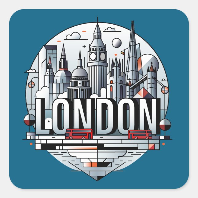 London England United Kingdom Quadratischer Aufkleber (Vorderseite)