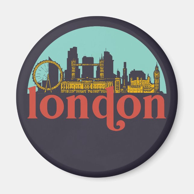 London England Vintag City Skyline City Art Magnet (Vorne)