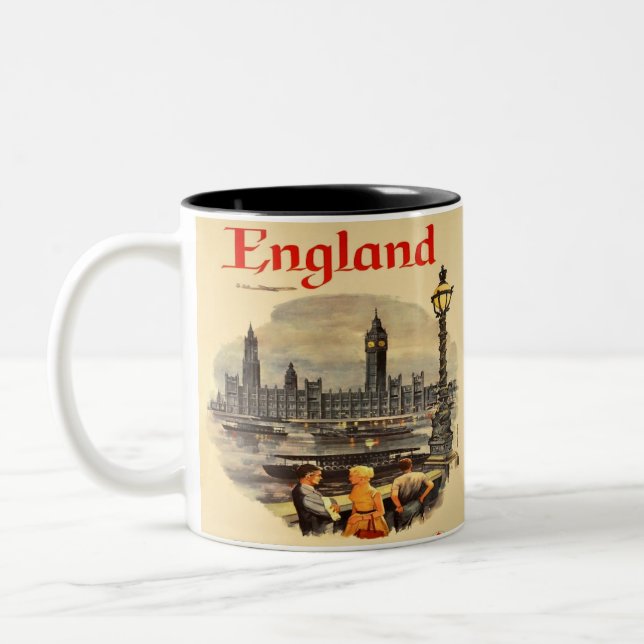 London England Vintag Style Big Ben Zweifarbige Tasse (Links)