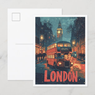 London England Vintage-Illustration Reise Postkarte