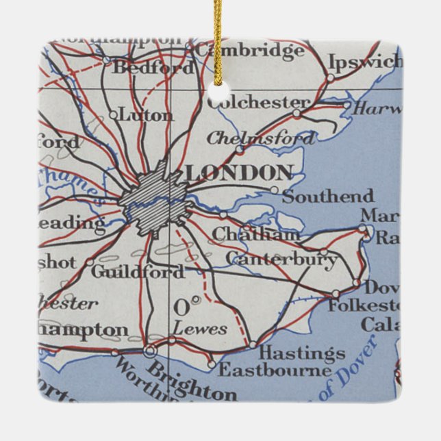 London England Vintage Karte Keramikornament (Rückseite)