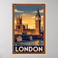 London England Vintage Reiseillustration