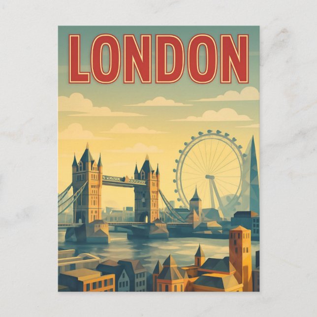 London, England - Vintage Retro-Postkarte Postkarte (Vorderseite)