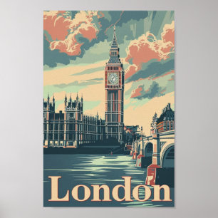 London England Vintage Travel Place Poster