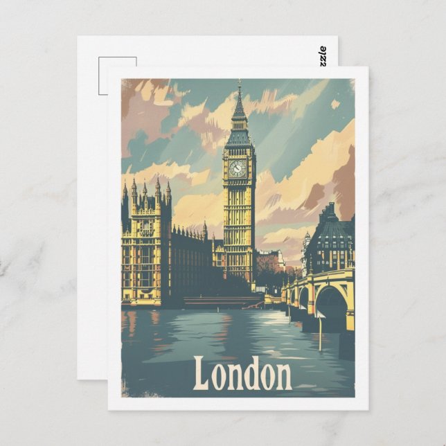 London England Vintage Travel Place Postkarte (Vorne/Hinten)