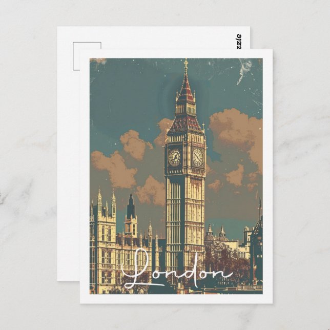 London England Vintage Travel Place Postkarte (Vorne/Hinten)