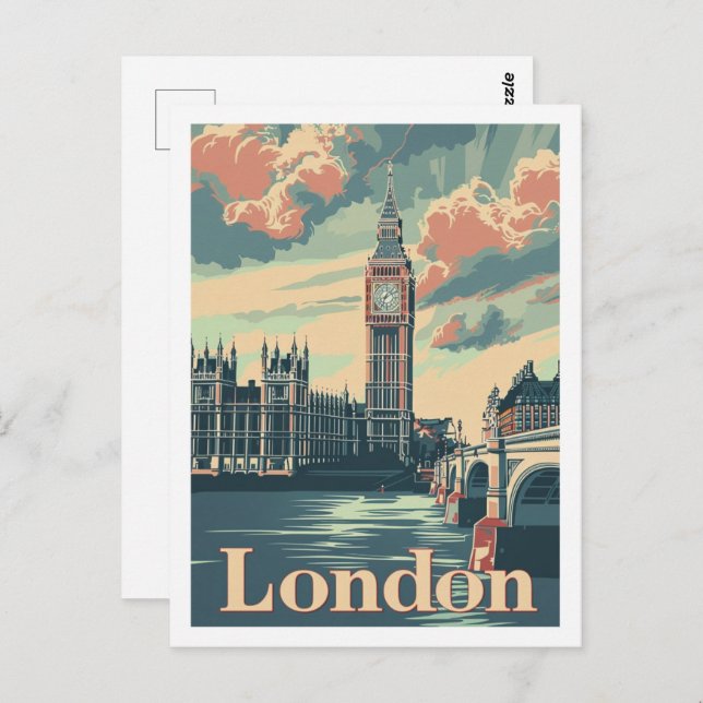 London England Vintage Travel Place Postkarte (Vorne/Hinten)