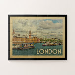 London England Vintage Travel Puzzle<br><div class="desc">London Design im Vintage Travel Stil mit Westminster Abbey an der Themse für diese lustige britische Szene.</div>