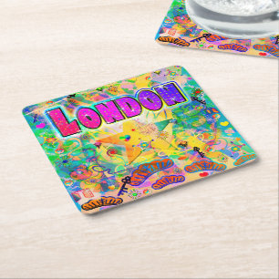 London Epoch Hour Uhr-Coaster Rechteckiger Pappuntersetzer