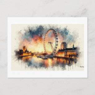 London Eye bei Sonnenuntergang, Postkarte