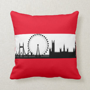 London Eye City Skyline England Red Throw Kissen