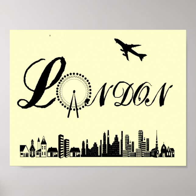 London Eye City Theme Word Art Poster Print (Vorne)