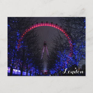 London Eye Ferris Wheel in der Nacht Postkarte