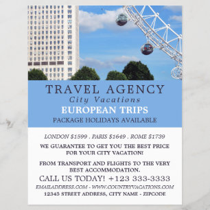 London Eye, London City, Travel Agency Flyer