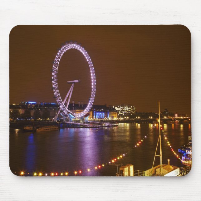 London Eye, River Thames und Lichter von Mousepad (Vorne)