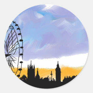 London Eye Skyline Art, Geschenke, die Sie können  Runder Aufkleber