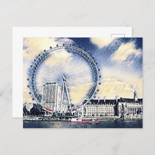 London Eye Watercolor Art Postkarte